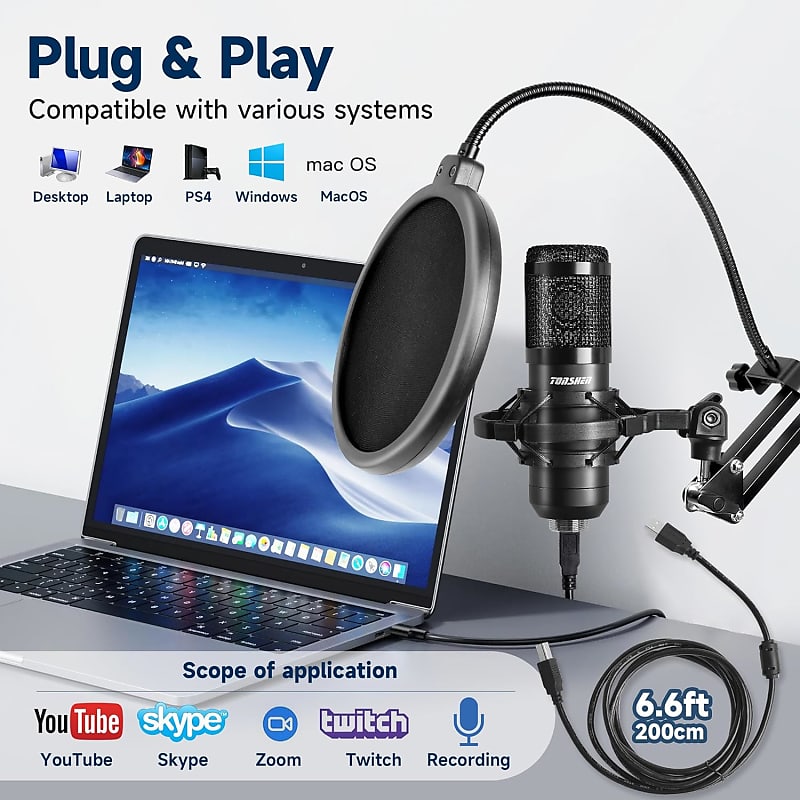 Comprar USB Microphone Podcast Equipment Bundle Microphone for PC  192khz/24bit Studio Cardioid Condenser Mic Kit Gaming Mic Studio Microphone  for Singing, Streaming Microphone for Recording with Mic Boom Arm en USA  desde