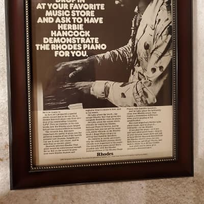 1974 Rhodes Pianos Promotional Ad Framed Herbie Hancock 73/88 Key Rhodes Original for sale