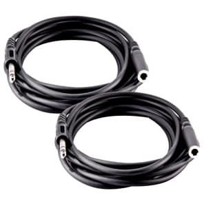Seismic Audio SA-HPE12-2Pack 1/4" TRS Male to Female Headphone Extension Cables - 12' (Pair)