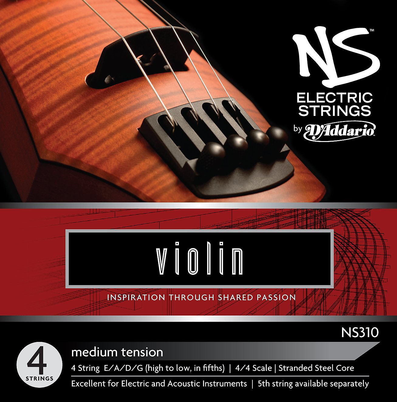 D'addario Ascenté Violin A310, 3/4 Scale, Medium Tension Corde violon