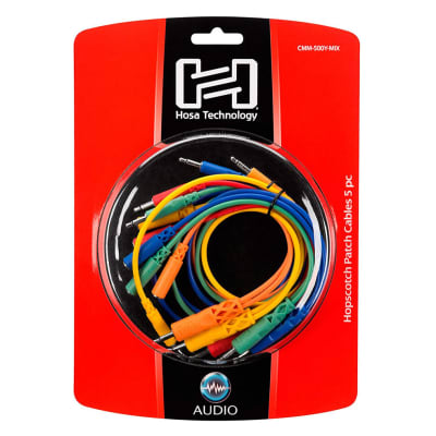 Hosa CMM-500Y-MIX Hopscotch Modular Synth 1/8" 3.5mm TS Patch Cables (5-Pack) image 1