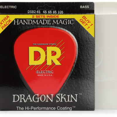 DR Strings DSB-2/45 Dragon Skin Coated Bass Guitar Strings - .045-.105 Medium (2-pack) image 1