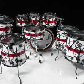 DW Collector's Series Custom 10pc Kit White Contrails with Rally Stripe image 3