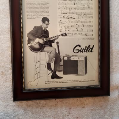 1967 Guild Guitars Promotional Ad Framed Les Spann Guils Artist Award Original for sale