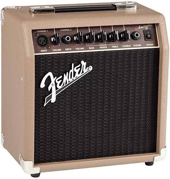 Fender Acoustasonic Guitar Amp for Acoustic Guitar, 15 Watts, with 2-Year Warranty 6 Inch Speaker, Dual Front-Panel inputs, 11.5Hx11.19Wx7.13D Inches, Tan image 1