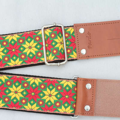 Pardo Guitar Strap Yellow Star Hippie 2'5 Inches Wide For Guitar & Bass Ethnic Retro image 4