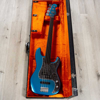 Fender Tony Franklin Fretless Precision Bass, Ebony, Lake Placid Blue image 21