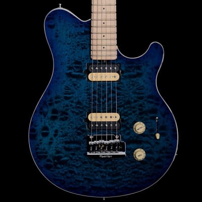 Music Man Axis Super Sport MHS Electric Guitar Balboa Blue Burst Quilt image 1