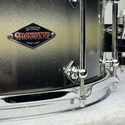Craviotto 22/13/16/6.5x14" VIDEO Signed 2013 Solid Maple Shell Drum Set - Black/Gold Duco Sparkle Lacquer image 10