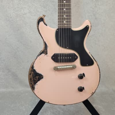 NEW! Rock N Roll Relics Thunders DC / LP P-90 guitar in Shell Pink over Black image 4