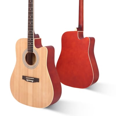 Glarry GT502 41 Inch Matte Cutaway Dreadnought Spruce Front Acoustic Guitar Burlywood image 5