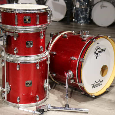 Used Gretsch Catalina Club Jazz 4pc Drum Set Red Sparkle