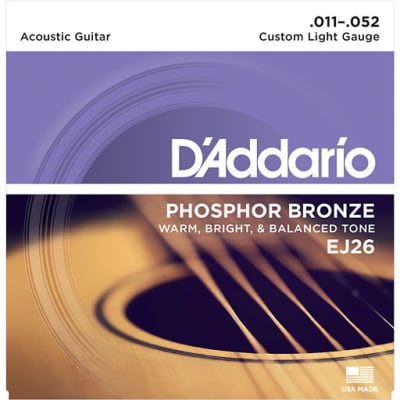 D’Addario EJ26 Phosphor Bronze Acoustic Guitar Strings Custom Light 11-52 image 1