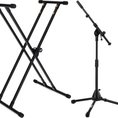 On-Stage KS8191 Bullet Nose Keyboard Stand with Lok-Tight Attachment  Bundle with On-Stage MS7411B Drum / Amp Tripod with Boom image 1