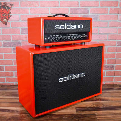 Soldano Custom Shop SLO30 30Watt All Tube Head w/ Matching 2x12 Cab Red Sparkle Tolex With Black Grill and Black Chicken Head Knobs image 1