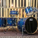 DW Collector's Royal Blue Burst Over Curly Maple Drum Set - SO#1157266