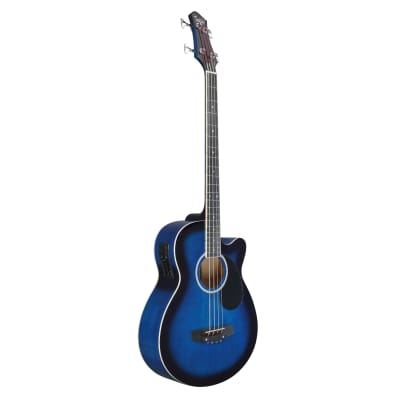 Glarry GMB101 4 string Electric Acoustic Bass Guitar w/ 4-Band Equalizer EQ-7545R 2020s - Blue image 15