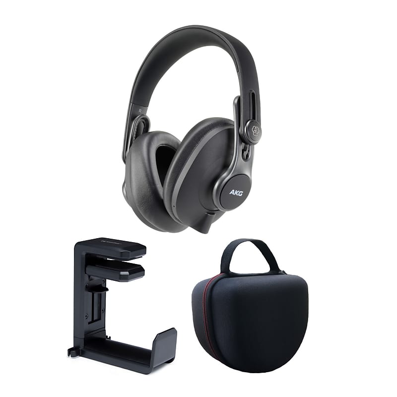 AKG K371-BT Bluetooth Closed-Back Foldable Studio Headphones with Knox Gear Headphone Case for Inward-Folding Headphones and Headphone Hanger Mount with Built-In Cable Organizer Bundle image 1
