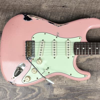 MyDream Stratocaster Custom Built - Relic Pink over Black Gilmour image 2
