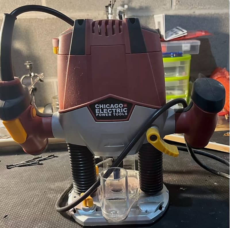 Chicago Electric Plunge Router Red with Router Bit Set Reverb