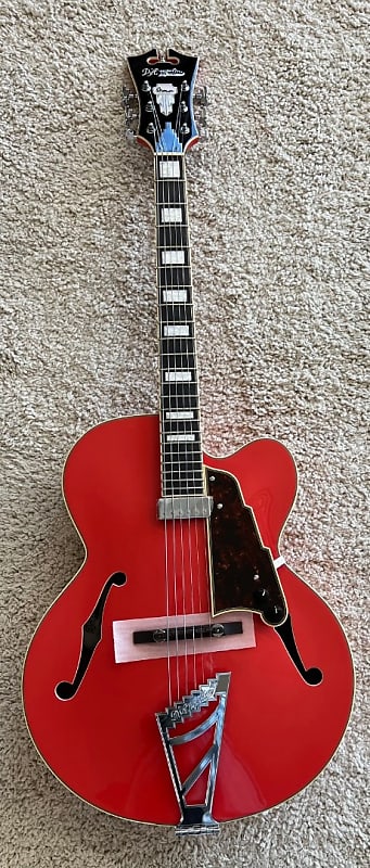 D'Angelico Premier EXL-1 Archtop Hollow-Body Electric Guitar, Fiesta Red w/Bag image 1
