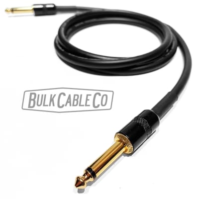 8 FT - Mogami 3082 Speaker Cable - Short Straight Stubby 1/4" Connectors - Black Housing / Gold Plugs - Amp Head To Cabinet   