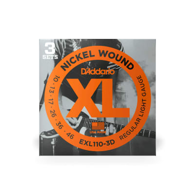 D'Addario EXL110 XL Nickel Wound Electric Guitar Strings - .010-.046 Regular Light (3-pack) image 1