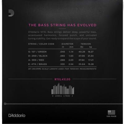 D'Addario NYXL45100 Long Scale Regular Light 45-100 Bass Strings image 3