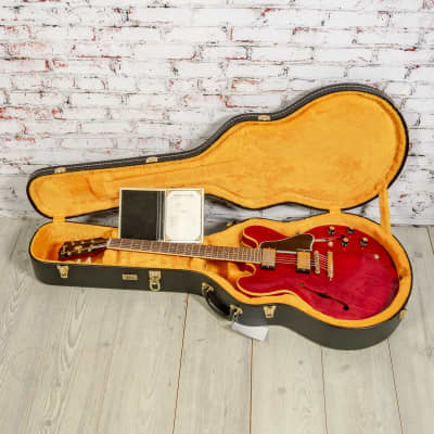 Gibson - 1961 ES-335 Reissue - Semi-Hollow Electric Guitar - Ultra Light Aged 60s Cherry - w/ Black/Yellow Custom Shop Hardshell Case - x1665 image 10