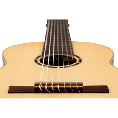 Ortega Pro 7 - 7 String Solid Top Nylon String Classical Guitar w/Deluxe Gig Bag, Full Size  (R133-7) image 4