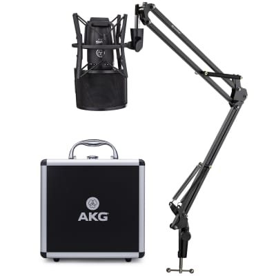 AKG P220 High-Performance Large Diaphragm True Condenser Microphone Bundle with Knox Gear Desktop Boom Scissor Arm Mic Stand & Knox Gear Pop Filter image 1