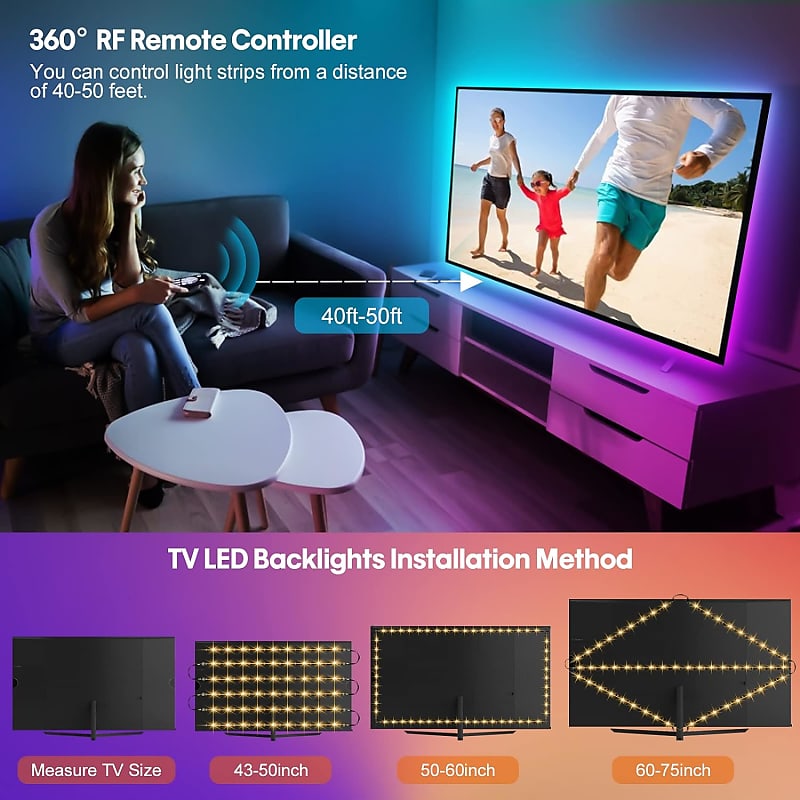 Led Strip Lights for 32-65in TV Backlight Kit PC Monitors, Bedroom, Gaming  Room, Home Theatre Atmosphere Light