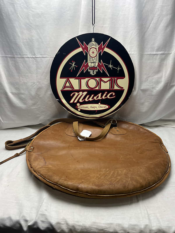 Ms.Perc Vintage Leather Cymbal Bag can fit cymbals up Reverb