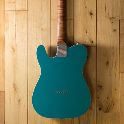 Gordon Smith Classic T Double Bound Dark Roasted Flame Maple Neck in Metallic Blue with Case image 2