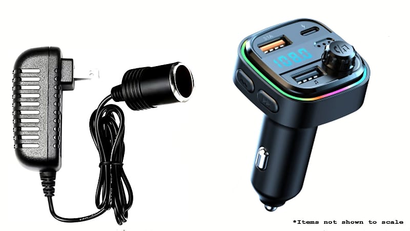 Audio FM Transmitter 88Mhz to 108MHz 12V 120V 240V Compatible Play Your Masters Mixes to Any Boombox, Clock Radio, Home Stereo Receiver, Car Stereo, etc. USB Charger & MP3 Media Playback Functions Includes 120V-240V Power Adapter image 1