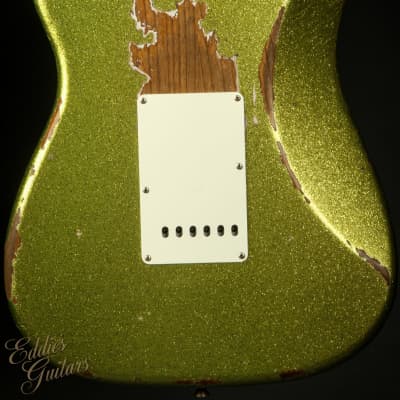 Fender Custom Shop Eddie's Guitars Exclusive Dealer Select Roasted 1963 Stratocaster Heavy Relic - Chartreuse Sparkle image 4