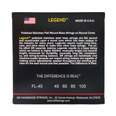 DR Strings Legend Polished Flatwound Stainless Steel Bass Strings: Medium 45-105 image 4