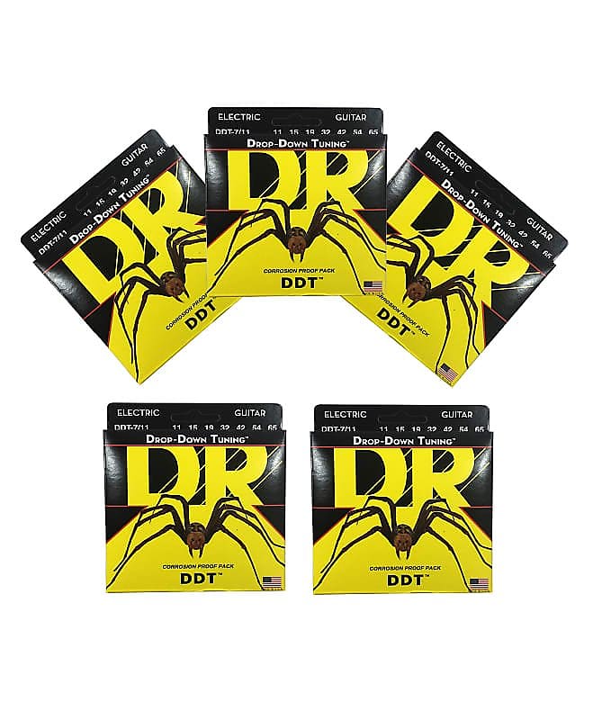 DR Guitar Strings Electric 5 Pack DDT 7 String Drop Down Tuning 11