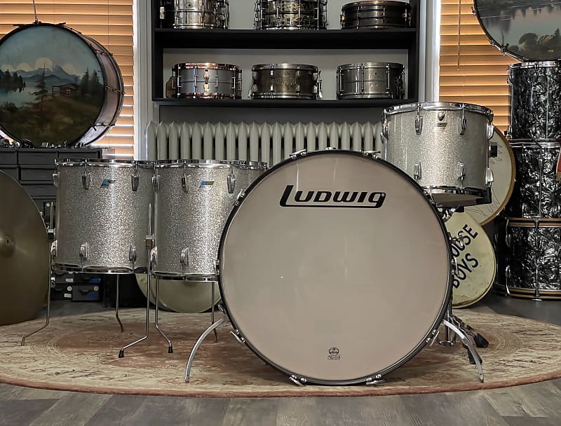 1970 S Ludwig Silver Sparkle 15 16 18 14x28 3 Ply Maple Drum Reverb