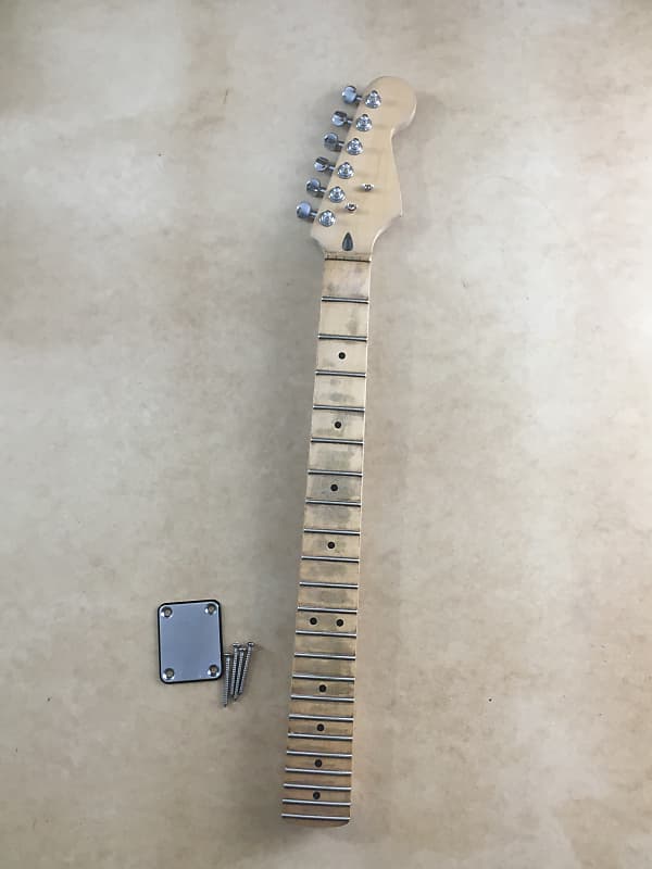 Loaded Mighty Mite Strat Neck Rock Maple Natural Amber Satin Relic Aged 1 Piece