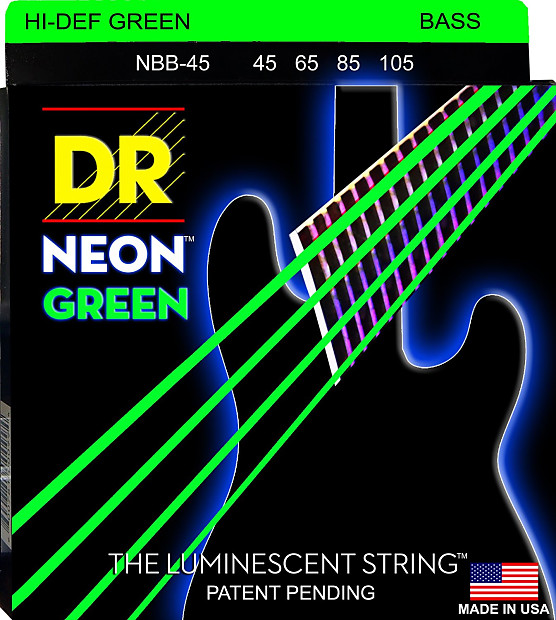 DR Neon Phosphorescent Green HiDef Medium Bass SuperStrings image 1