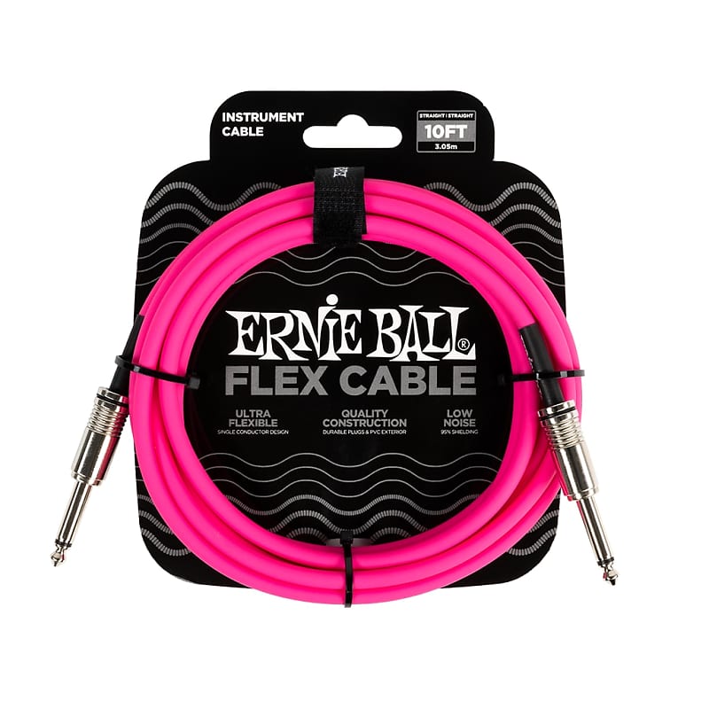 Ernie Ball Flex Instrument Cable 10ft - Pink image 1
