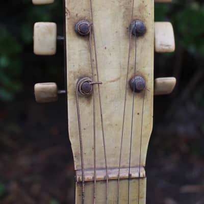 Vintage 1920s-30s May Bell Acoustic Parlor Guitar MOTS Faux Pearl Fretboard Regal Harmony image 6
