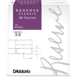 D'Addario DCT1030 Reserve Classic Bb Clarinet Reeds - Strength 3.0 (Box of 10)