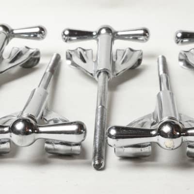 (10) Ludwig Bass Drum Tension Rods & Claws, Faucet Style Handles, 5.25"  Rods - 1960's image 9
