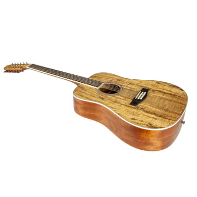 TARIO 12 Strings Acoustic Guitar Spalted maple Top Mahogany back & sides Okoume Neck image 5