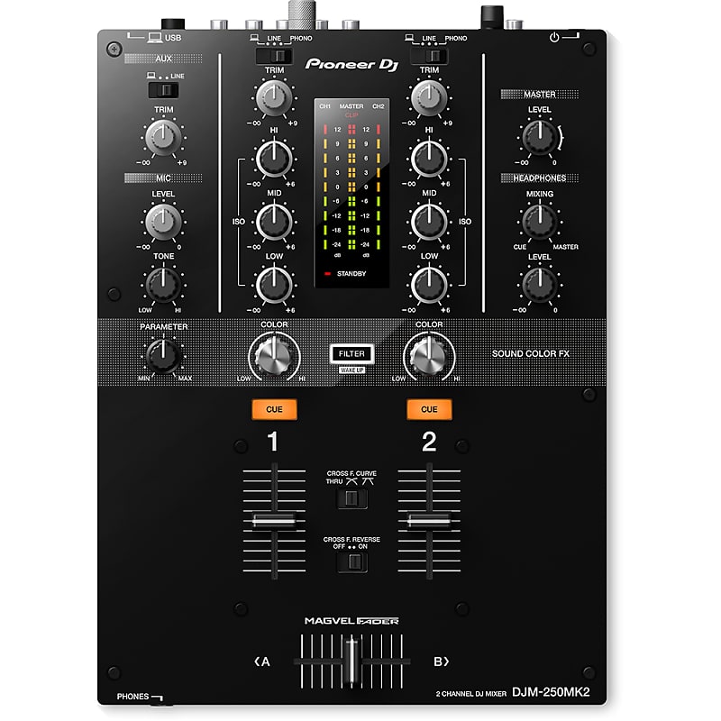 Pioneer DJ DJM-250MK2 Rekordbox DVS-Ready 2-Channel Mixer, Built-in Sound Card image 1