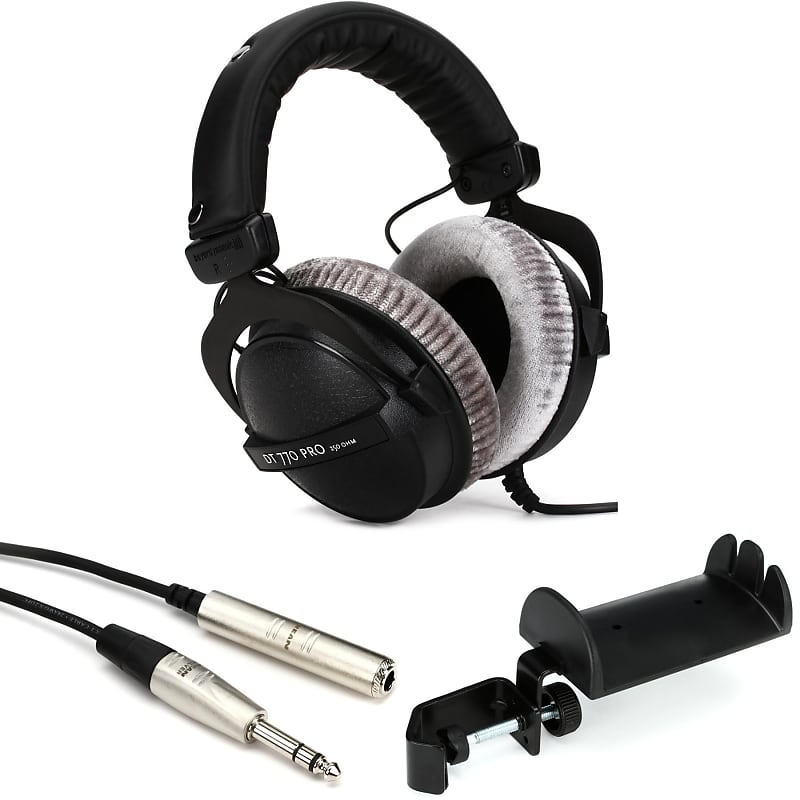 Beyerdynamic DT 770 Pro 250 ohm Closed-back Studio Mixing Headphones with Headphone Holder and Extension Cable image 1