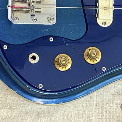 1960's Guyatone EB-9 “Sharp 5” MIJ Blue Sparkle Bass Guitar c~1967 Needs Repair image 13