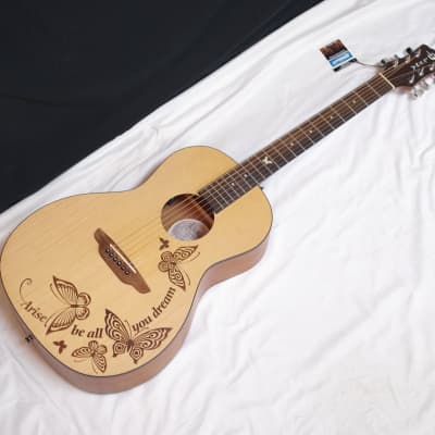 LUNA Gypsy Dream acoustic parlor GUITAR new w/ Hard CASE - Butterfly - Tuner image 3
